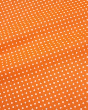 Бязь "Мелкий горох на ярко-оранжевом", ш.1.5м, хлопок-100%, 120гр/м.кв