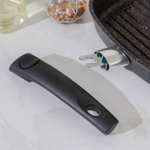 Сковорода-гриль Granit ultra, 26?26 см, съёмная ручка, стеклянная крышка, антипригарное покрытие, цвет чёрный