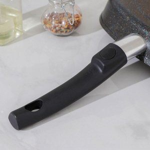 Сковорода-гриль Granit ultra, 26?26 см, съёмная ручка, стеклянная крышка, антипригарное покрытие, цвет чёрный
