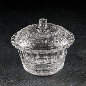 Сахарница Paşabahçe Konya, d=12 см, с крышкой, стекло, прозрачная