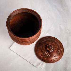 Горшок духовой "Гончарный", декор, красная глина, 4.5 л, ручная работа