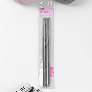 Спицы для вязания, чулочные, d = 2,5 мм, 24 см, 5 шт