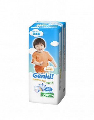 552897 "Nepia Genki Premium Soft" Детские подгузники-трусики (для мальчиков и девочек) 13-25 кг (Размер XXL26), 1/3