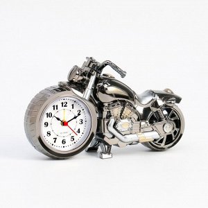 Будильник "Ретро мотоцикл", дискретный ход, АА, 21 x 9 x13 см, серебристый