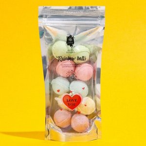 Маленькие бурлящие шарики для ванны Rainbow balls "Love you" 150 гр.
