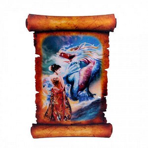 Картина объемная Девушка и дракон 42,5 х 29,5см ХДФ