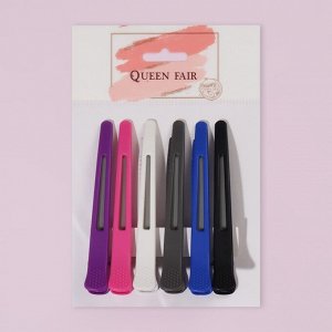 Queen fair Набор зажимов для волос, с силиконовой лентой, 11 см, 6 шт, цвет МИКС