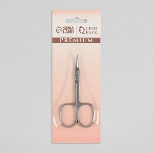 Queen fair Ножницы маникюрные «Premium», для кутикулы, загнутые, узкие, 9,3 см, цвет серебристый