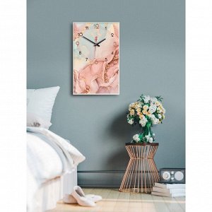 Часы-картина настенные, интерьерные "Розовый мрамор", плавный ход, 57 х 35 х 4 см