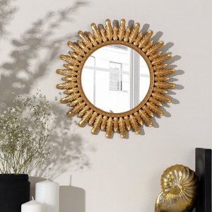 Зеркало настенное «Яро», d зеркальной поверхности 17,1 см, цвет золотистый