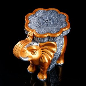 Статуэтка-подставка напольная "Слон", золотистая, серебристая, 34 см