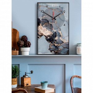 Часы-картина настенные, интерьерные "Черный мрамор", плавный ход, 57 х 35 х 4 см