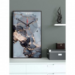 Часы-картина настенные, интерьерные "Черный мрамор", плавный ход, 57 х 35 х 4 см