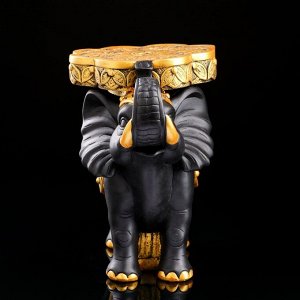Статуэтка-подставка напольная "Слон", черно-золотая, 34 см