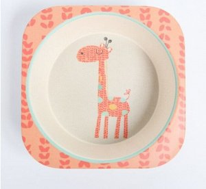 Набор детской бамбуковой посуды «Жираф», тарелка, миска, стакан, приборы, 5 предметов