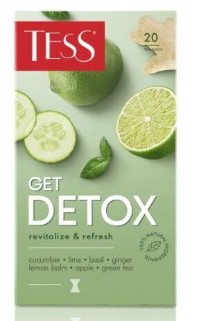 Чай Tess Get Detox зеленый с добавками, 1,5гх20шт/уп