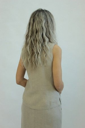 Женская блуза Лен 100%, полуприлегающая с ассиметричной декоративной настрочкой