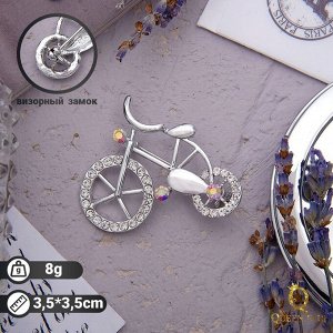 Брошь "Велосипед", цвет радужный в серебре