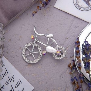 Брошь "Велосипед", цвет радужный в серебре