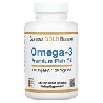 California Gold Nutrition, Рыбий жир премиального качества с омега-3, 180 ЭПК / 120 ДГК, 100 капсул из рыбьего желатина