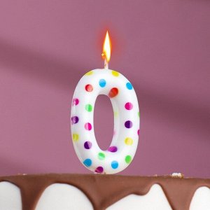 Свеча в торт на день рождения «?Цветное конфетти»?, цифра "0", 5.5 см