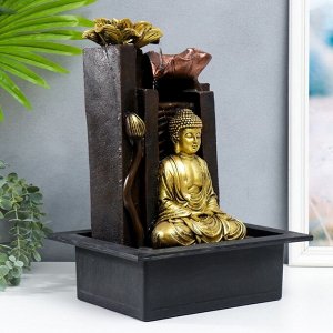 Фонтан настольный от сети  "Медитация будды у скалы с лотосами" 43х30,5х23 см
