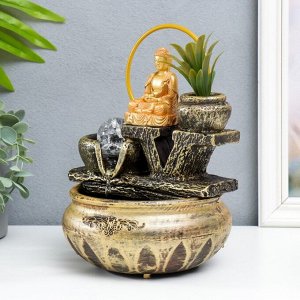 Фонтан настольный "Будда с цветком" 16х16х22 см
