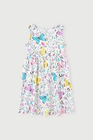 Платье для девочки Crockid К 5589 белый, бабочки в саду к1280