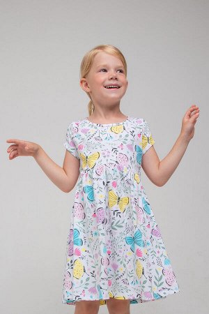 Платье для девочки Crockid К 5653 белый, бабочки в саду к1280