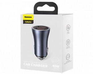 АЗУ-2USB Baseus Golden Contactor Pro Dual Quick Charger Car Charger 40W серый (CCJD-A0G)