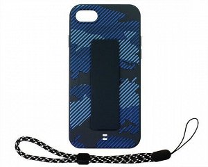 Чехол iPhone 7/8/SE 2020 Камуфляж с держателем (синий)
