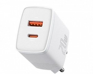 СЗУ-1USB + USB Type-C Baseus Compact Quick Charger 20W белый (CCXJ-B02)