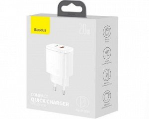 СЗУ-1USB + 1USB-C Baseus Compact Quick Charger 20W белый (CCXJ-B02)