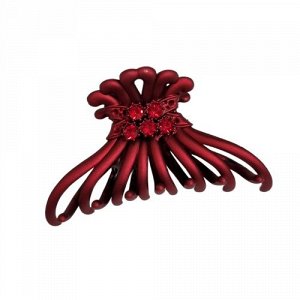 Заколка-краб для волос со стразами, цвет бордовый, арт.060.179