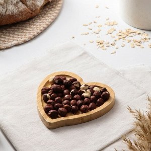Блюдо для подачи Доляна «Сердце», 13x12,5x1,3 см, бамбук