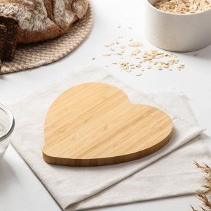 Блюдо для подачи Доляна «Сердце», 19,5*19,5*1,3 см, бамбук