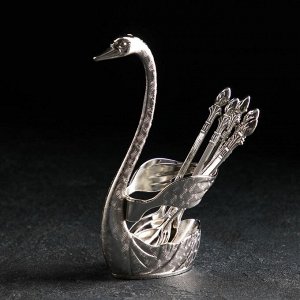 Набор ложек на подставке Swan, 7,5*5*15 см, 6 шт, цвет серебро