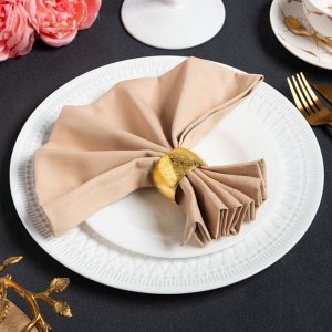 Набор салфеток с декоративными кольцами Beige pleasure, 40x40 см - 4 шт., 100% хлопок, саржа 190 г/м²