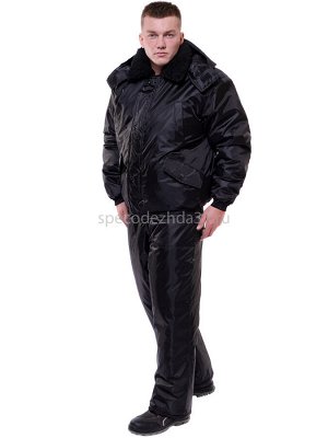 Куртка рабочая зимняя охранника "Калибр" цв.чёрный тк.оксфорд