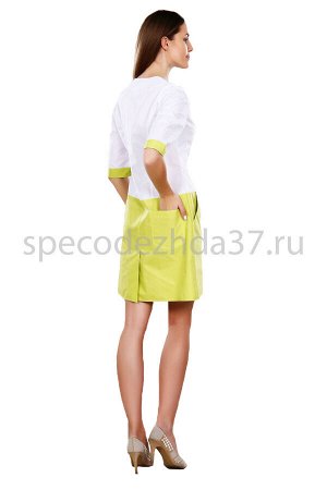 Платье медицинское женское ИМ500 цв.белый/лайм тк.тиси