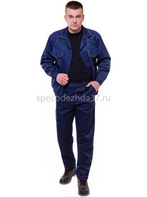 Костюм рабочий "Дока" тк.грета цв.т.синий/жёлтый (куртка+брюки)