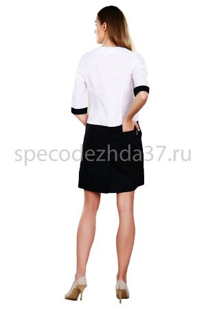 Платье медицинское женское ИМ500 цв.белый/чёрный тк.тиси