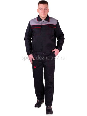 Костюм рабочий "Персонал 4" цв.чёрный/серый (куртка+брюки)