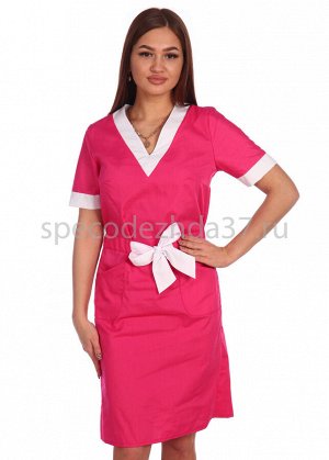 Платье санитарное цв.розовый/белый тк.тиси