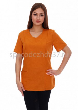 Блуза санитарная женская цв.оранжевый тк.лён