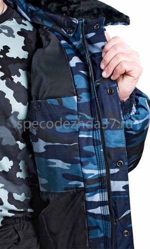 Куртка рабочая зимняя "Security" цв.камуляж/синий тк.грета