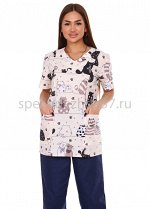 Блуза санитарная женская цв.рисунок/звери тк.бязь