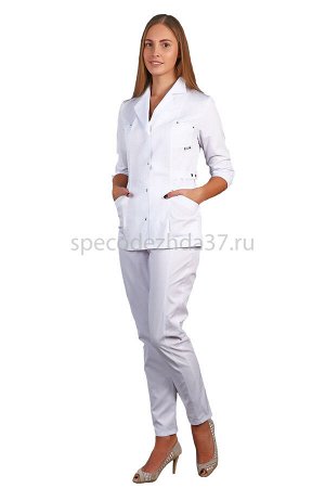 Куртка медицинская женская ИМ215 цв.белый тк.элит