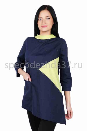 Блуза медицинская женская ИМ261 цв.тёмно-синий/лайм тк.тиси