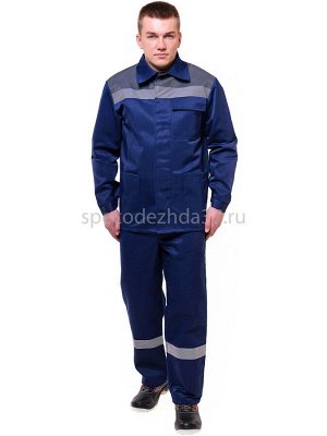 Костюм рабочий "Транссиб" с СОП цв.т.синий/серый (куртка+брюки)